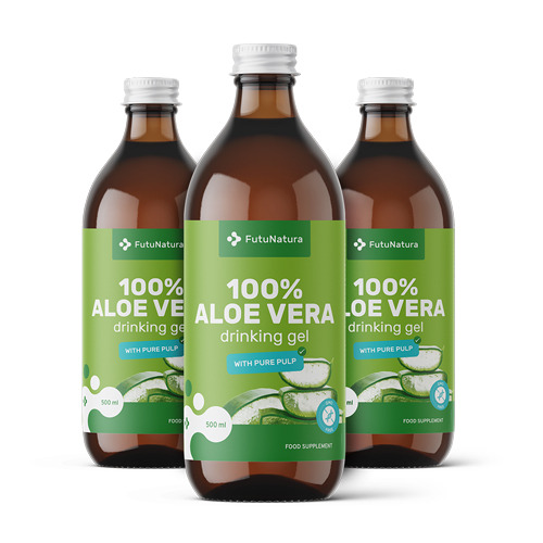 3x Sumo de aloe vera 100% com polpa, total de 1500 ml