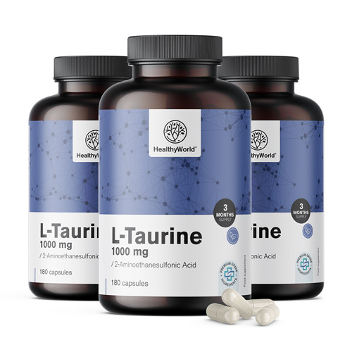 3x L-taurina 1000 mg, total de 540 cápsulas