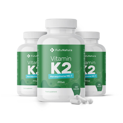 3x Vitamina K2 MK-7 200 μg, total de 540 cápsulas