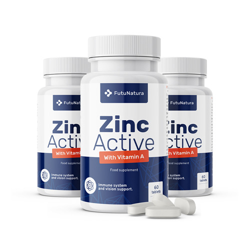 3x Zinco Active + vitamina A, total de 180 comprimidos