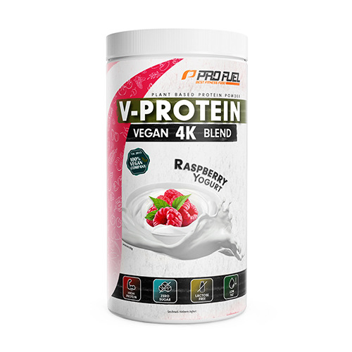 V-Protein 4K, proteínas veganas – iogurte de framboesa, 750 g