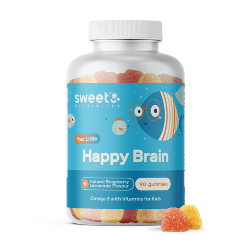 Happy Brain – gomas para crianças com ácidos gordos ómega-3, 90 gomas