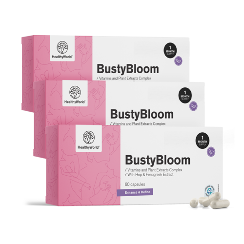 3x BustyBloom – complex de vitamine și extracte din plante, total 180 de capsule