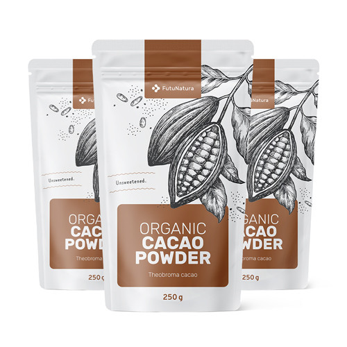 3x BIO Pulbere de cacao, total 750 g