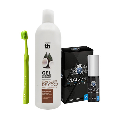 Trusa Zeus: periuță de dinți + gel de duș + spray intim, set