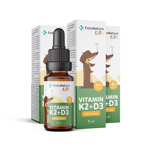 3x Vitamina K2+D3 picături – pentru copii, total 45 ml
