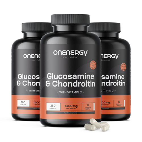 3x Glucozamină + condroitină 1400 mg, total 1080 de capsule