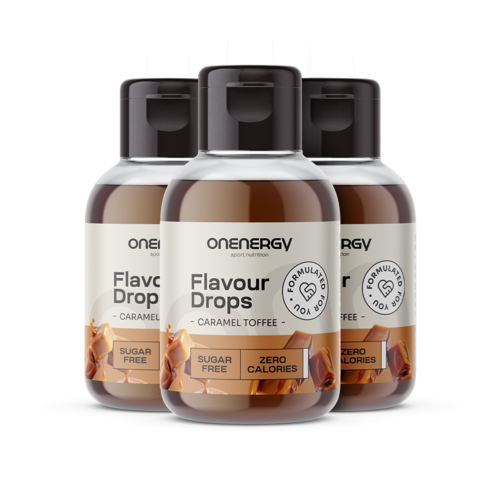 3x Flavour Drops picături cu îndulcitor – caramel toffee, total 150 ml