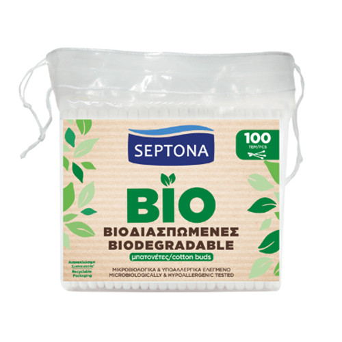 Bețișoare de urechi din bumbac biodegradabil – în pungă, 100 de bețișoare