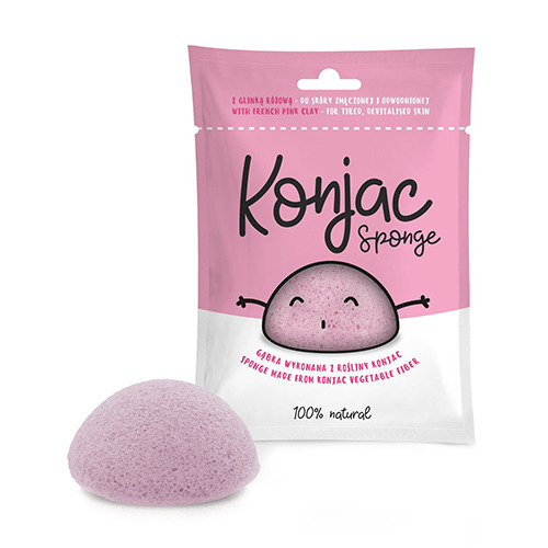 Konjac – gobica za čiščenje obraza, roza, 1 kos