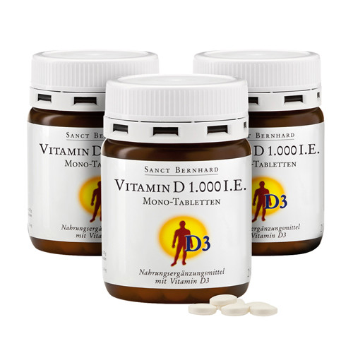 3x Vitamin D3 1000 i.e., skupaj 750 tablet
