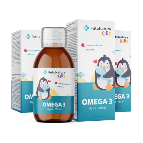 3x OMEGA 3 – Tekutý výživový doplnok pre deti, spolu 450 ml