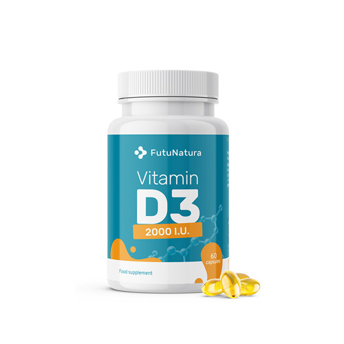 Vitamín D3 2000 IU, 60 mäkkých kapsúl