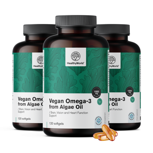 3x Vegánske omega-3 1000 mg – z rias, spolu 360 mäkkých kapsúl