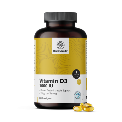 Vitamín D3 1000 IU, 360 mäkkých kapsúl