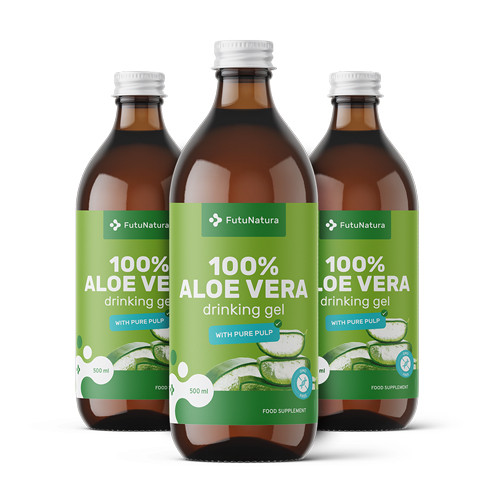 3x 100 % šťava z aloe vera s kúskami dužiny, spolu 1500 ml