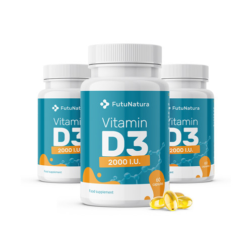 3x Vitamín D3 2000 IU, spolu 180 mäkkých kapsúl
