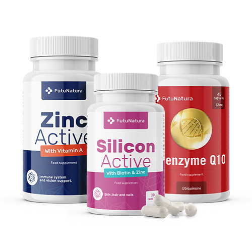 Zdroj minerálov: Zinok Active + Kremík + Koenzým Q10, sada