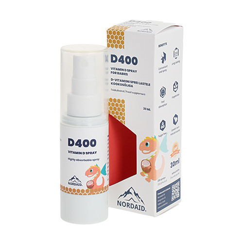 Vitamín D3 s kokosovým lejom pre dojčatá, 400 IU – sprej, 30 ml