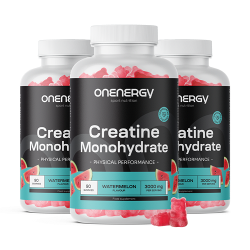 3x Kreatin monohydrát 3000 mg – melón, spolu 270 gumových cukríkov
