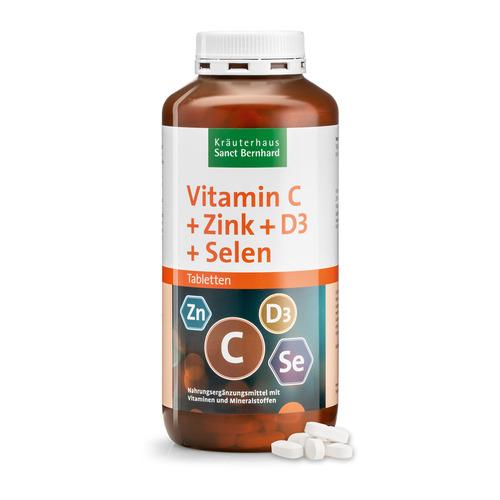Vitamín C + zinok + D3 + selén, 365 tabliet