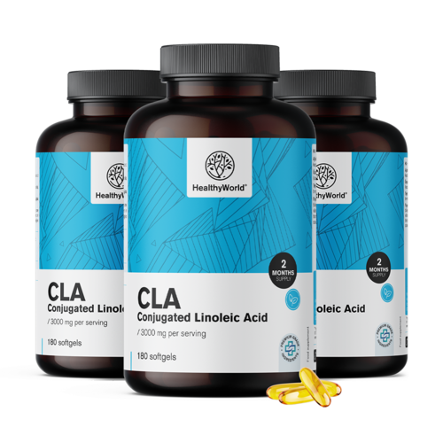 3x CLA 3000 mg – skoniugowany kwas linolowy, razem 540 kapsułek miękkich