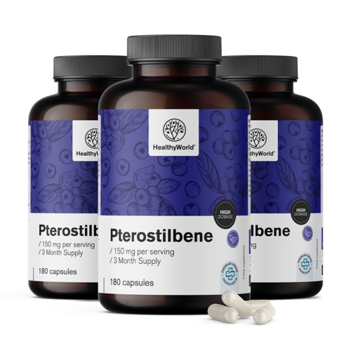 3x Pterostilben 150 mg, razem 540 kapsułek