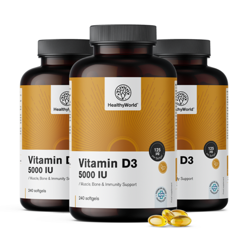 3x Witamina D3 5000 j.m., razem 720 miękkich kapsułek