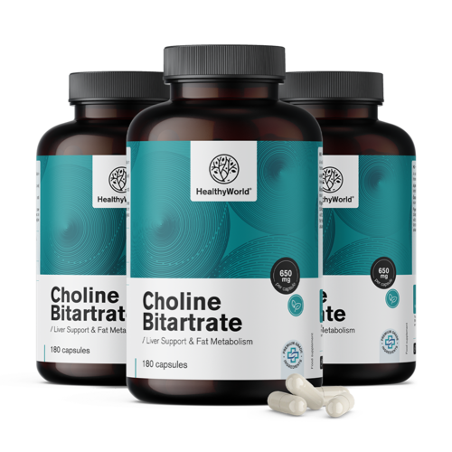 3x Bitartrate de choline 650 mg, ensemble 540 gélules