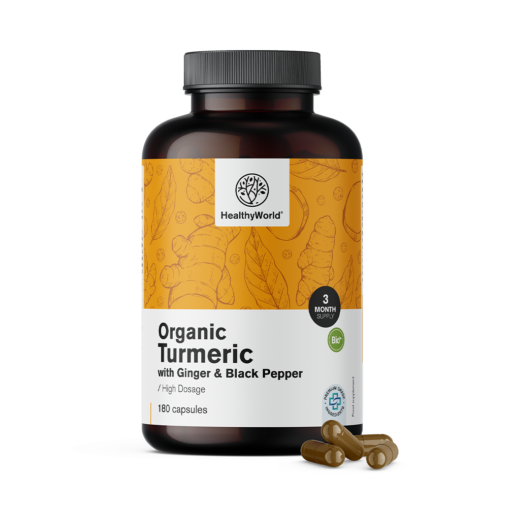 Curcuma BIO 1440 mg - avec du gingembre et du poivre noir.