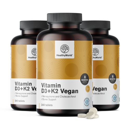 3x Vegan Βιταμίνες D3+K2, συνολικά 720 ταμπλέτες