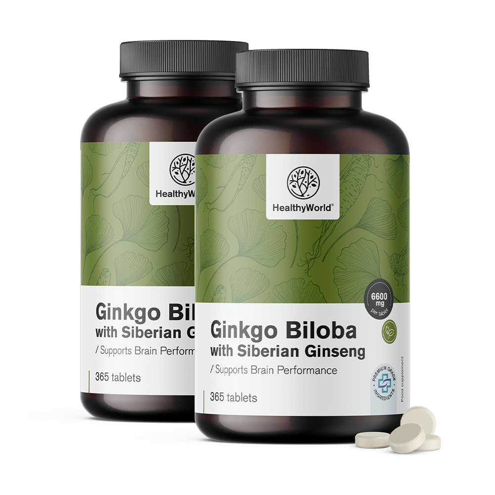 Ginkgo biloba com ginseng siberiano em comprimidos