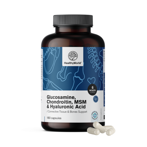 Glucosamina, condroitina, MSM e ácido hialurónico, 180 cápsulas