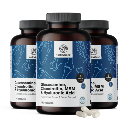 3x Glucosamina, condroitina, MSM e ácido hialurónico, total de 540 cápsulas