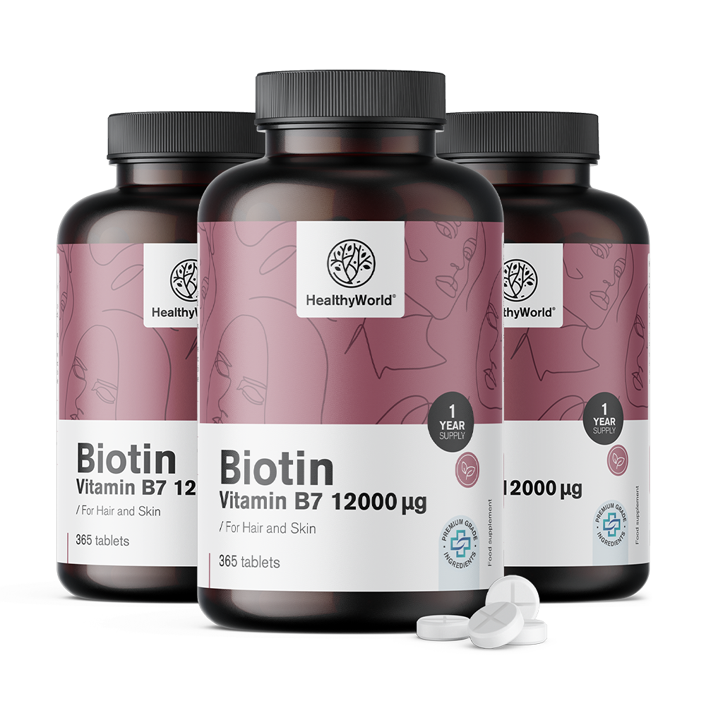Biotina 12000 µg în tablete.