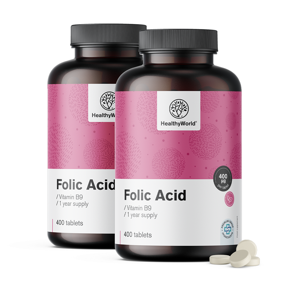 Acidul folic 400 μg în tablete.