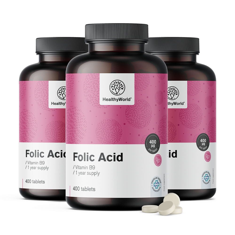 Acidul folic 400 μg în tablete.