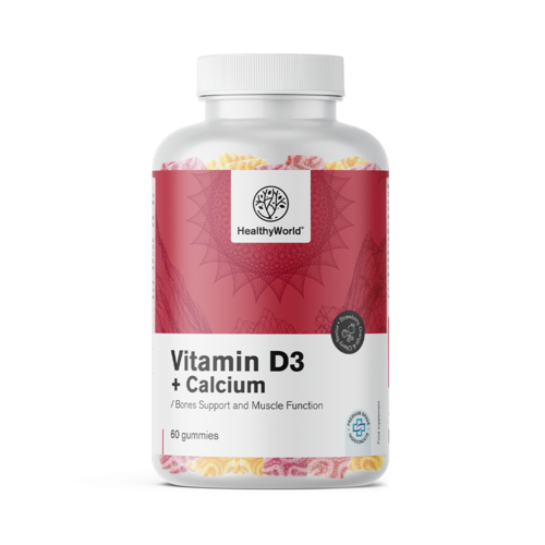 Vitamina D3 + Calciu – bomboane gumate pentru mușchi, oase și dinți, 60 de bomboane gumate