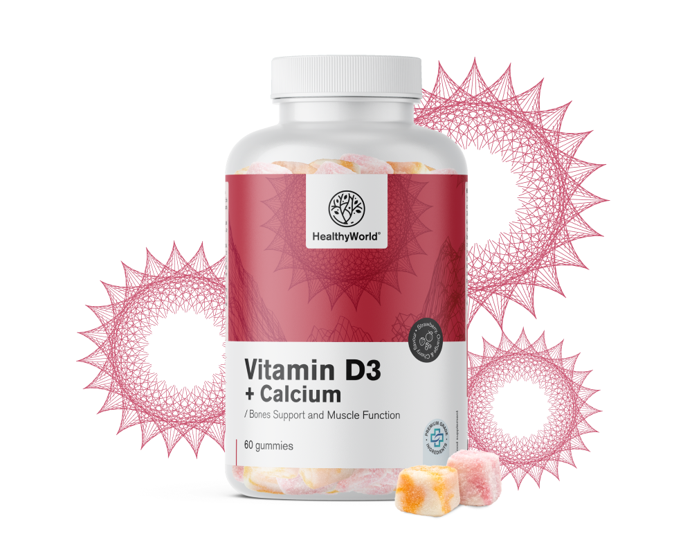 Vitamin D3 + Calcium – Gummibonbons für Muskeln, Knochen und Zähne