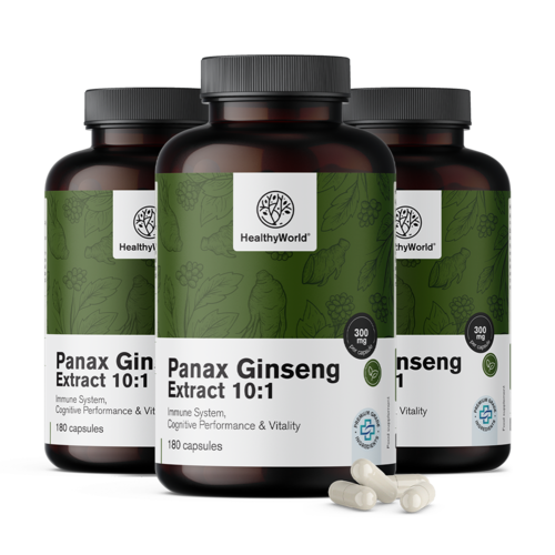3x Panax Ginseng 300 mg – Ginseng-Extrakt 10:1, zusammen 540 Kapseln