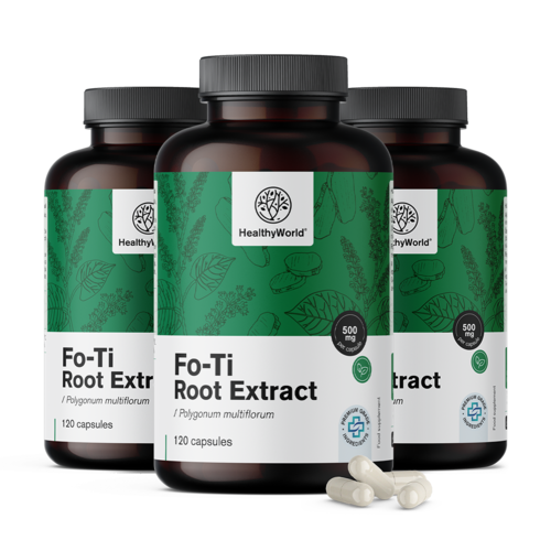 3x Fo-Ti (He Shou Wu) 500 mg, zusammen 360 Kapseln