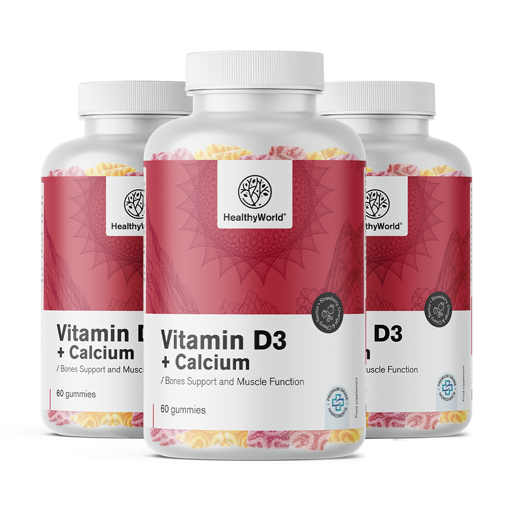 Vitamine D3 + Calcium in gummy bonbons.