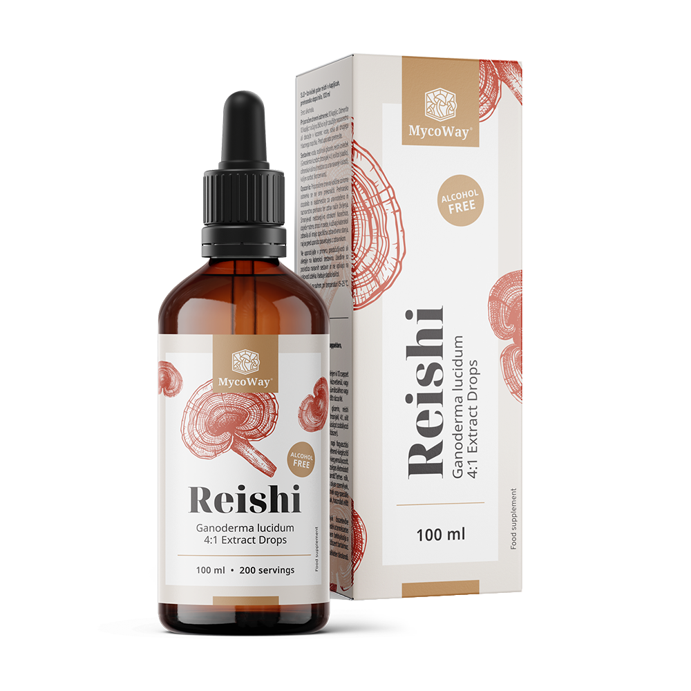 Reishi - extrakt v kvapkách.