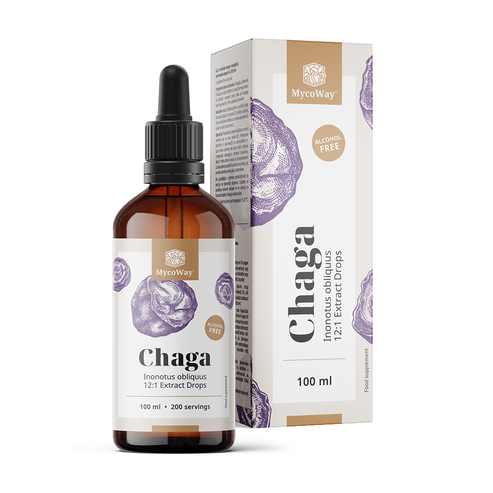 Chaga - extrakt vo kvapkách.