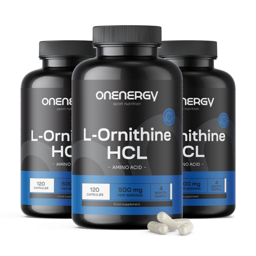 3x L-ornityna HCL 500 mg, razem 360 kapsułek