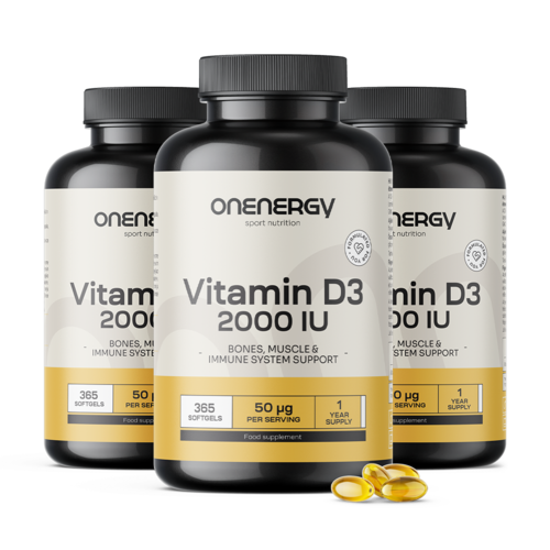 3x Witamina D3 2000 j.m., razem 1095 miękkich kapsułek
