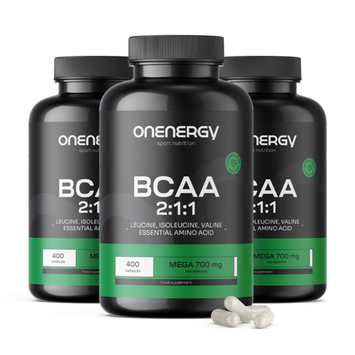 3x BCAA 2:1:1 Mega 700 mg, ensemble 1200 gélules