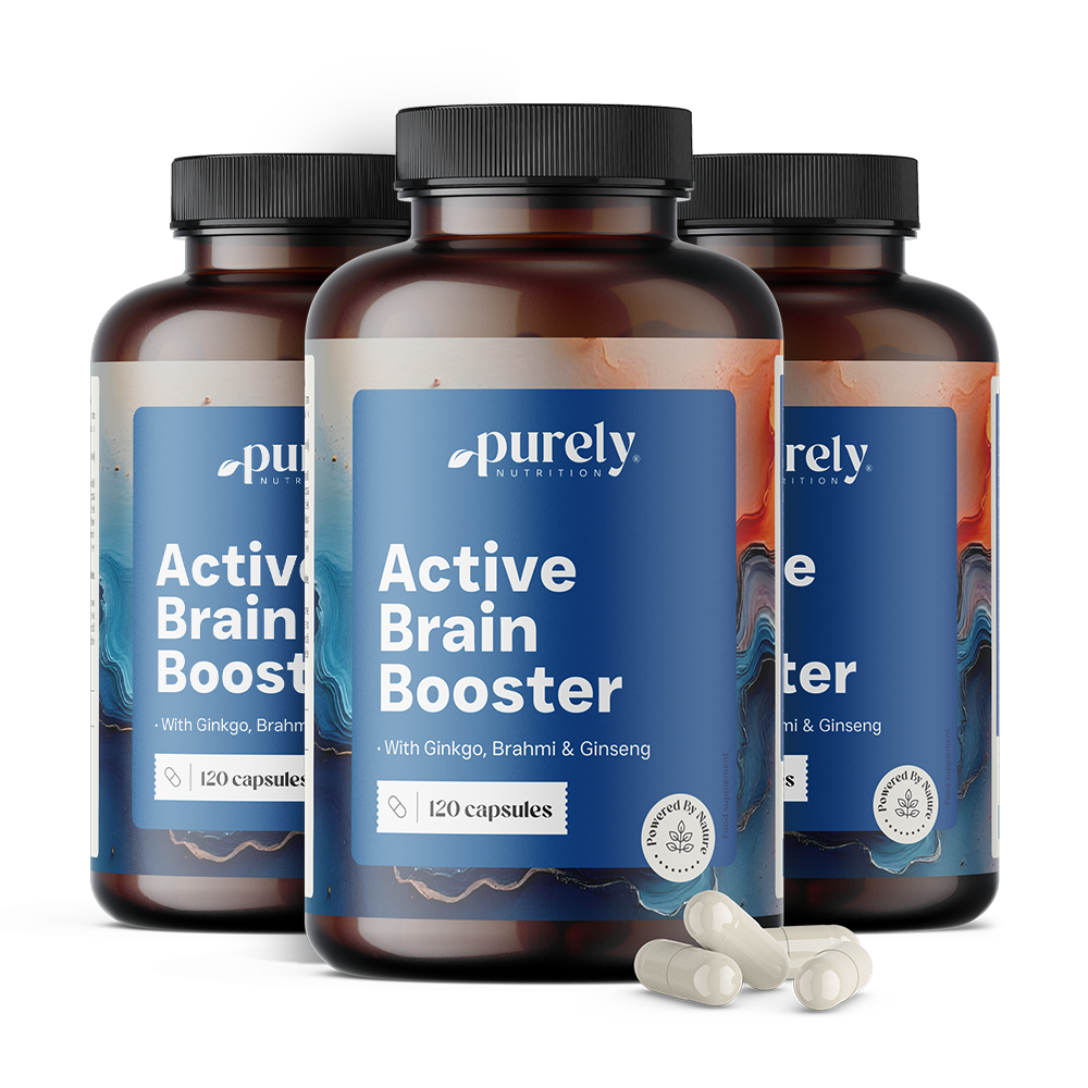 3x Active Brain Booster – Unterstützung der kognitiven Funktionen, zusammen 360 Kapseln