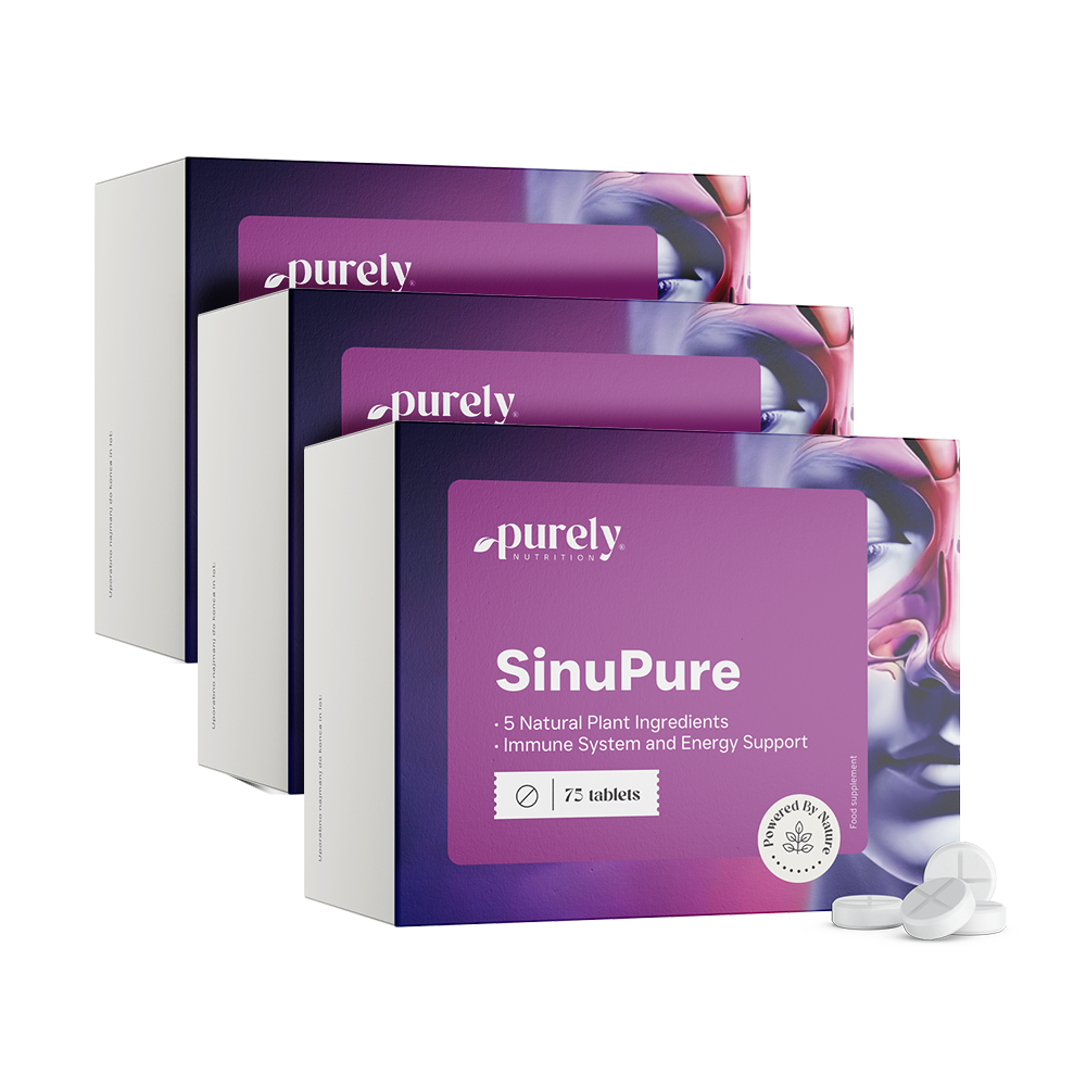 3x SinuPure - Unterstützung durch 5 Kräutern, zusammen 225 Tabletten