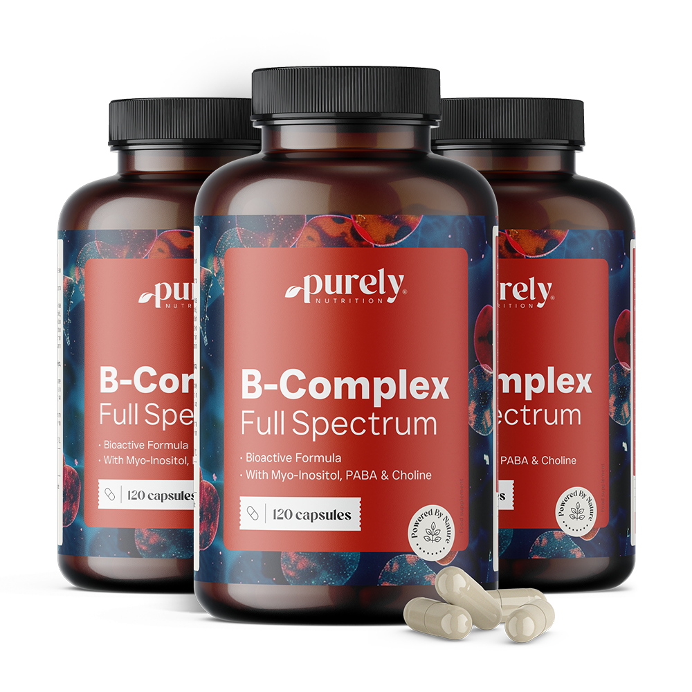 3x B-Komplex – das gesamte Spektrum der B-Vitamine, zusammen 360 Kapseln